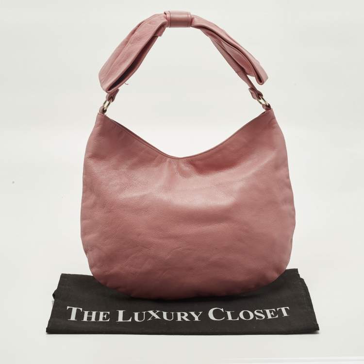 Pre Owned RED Valentino Bow Pink Leather Hobo 