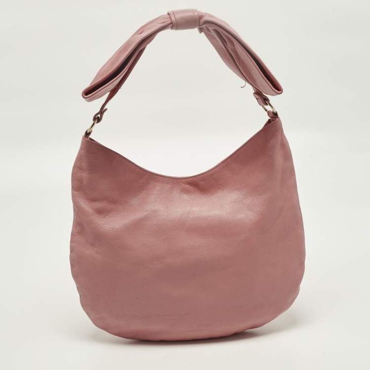 Pre Owned RED Valentino Bow Pink Leather Hobo 