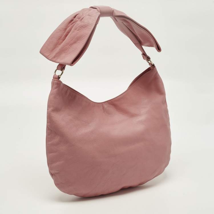 Pre Owned RED Valentino Bow Pink Leather Hobo 