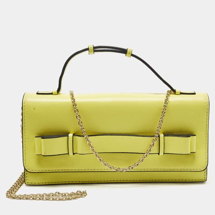 Pre Owned RED Valentino Yellow Leather Chain Clutch