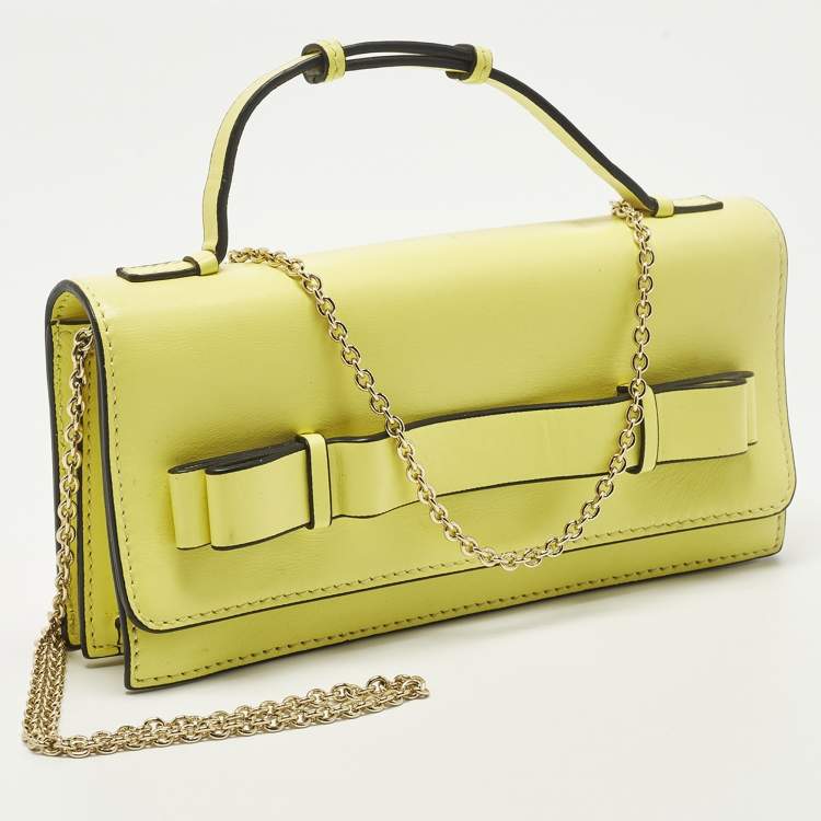 Pre Owned RED Valentino Yellow Leather Chain Clutch