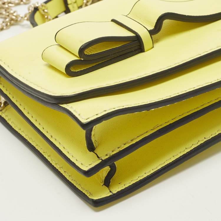 Pre Owned RED Valentino Yellow Leather Chain Clutch