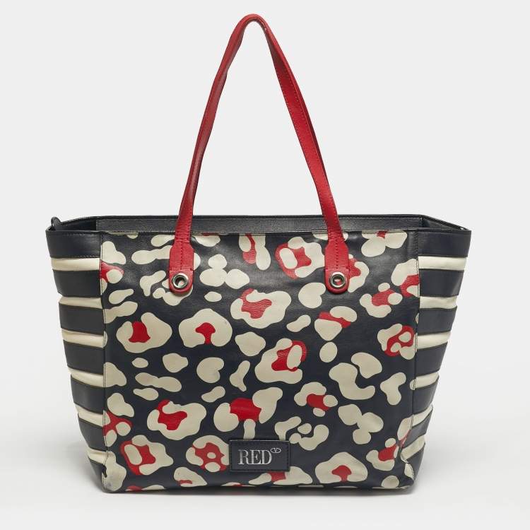 Pre Owned RED Valentino Multicolor Leather Zip Shopper Tote
