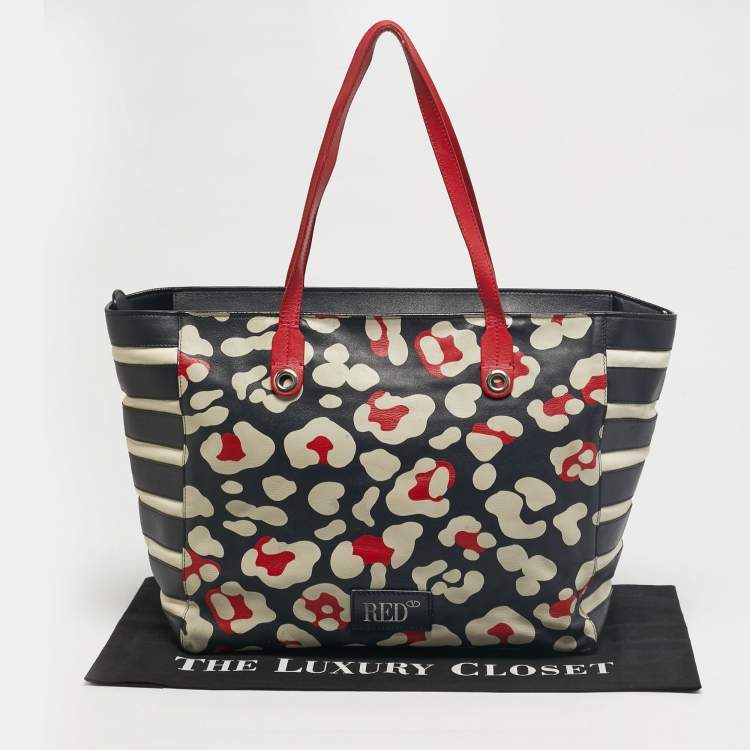 Pre Owned RED Valentino Multicolor Leather Zip Shopper Tote