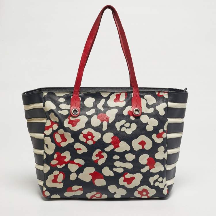 Pre Owned RED Valentino Multicolor Leather Zip Shopper Tote
