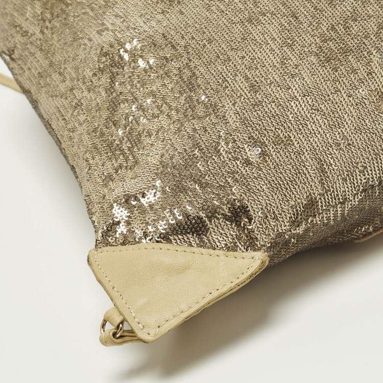 مملوكة مسبقًا RED Valentino Small Gold/Cream Sequins Drawstring Backpack