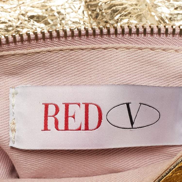 Pre Owned RED Valentino Bow Gold Leather Chain Clutch