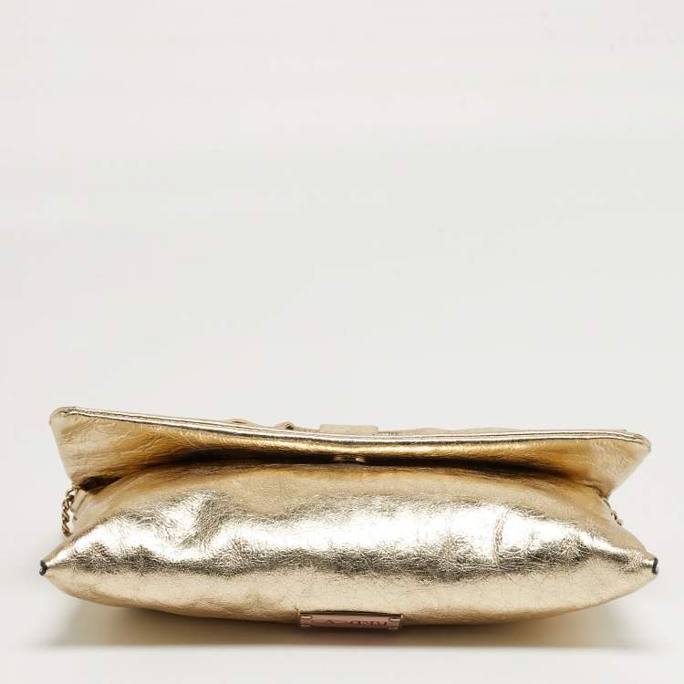 Pre Owned RED Valentino Bow Gold Leather Chain Clutch