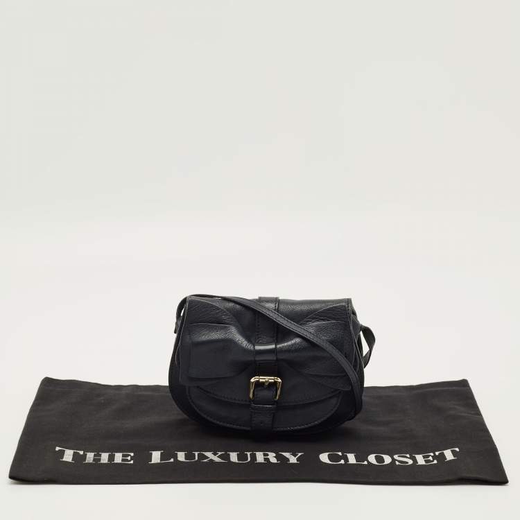 Pre Owned RED Valentino Bow Navy Blue Leather Crossbody Bag