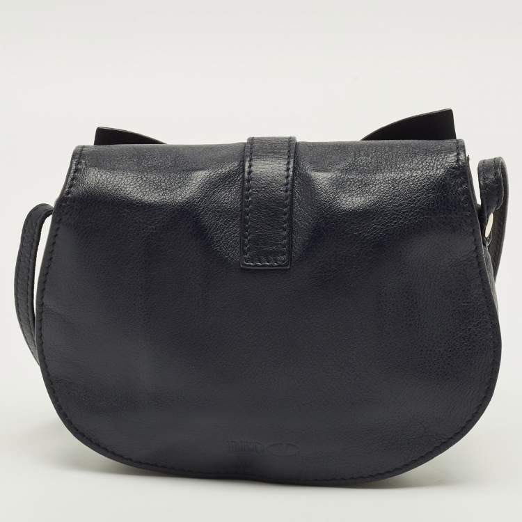 Pre Owned RED Valentino Bow Navy Blue Leather Crossbody Bag