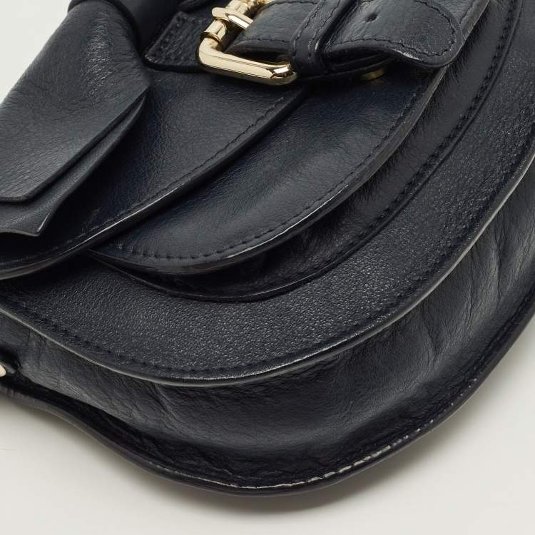 Pre Owned RED Valentino Bow Navy Blue Leather Crossbody Bag