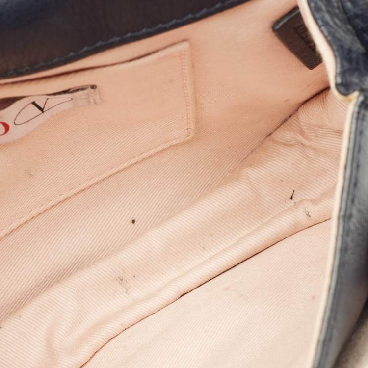 Pre Owned RED Valentino Bow Navy Blue Leather Crossbody Bag