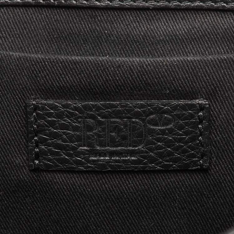 Pre Owned RED Valentino Black Leather Buckle Detail Chain Shoulder Bag