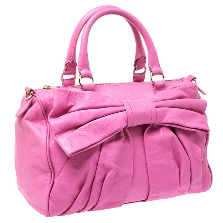 Pre Owned RED Valentino Pink Leather Bow Sacthel