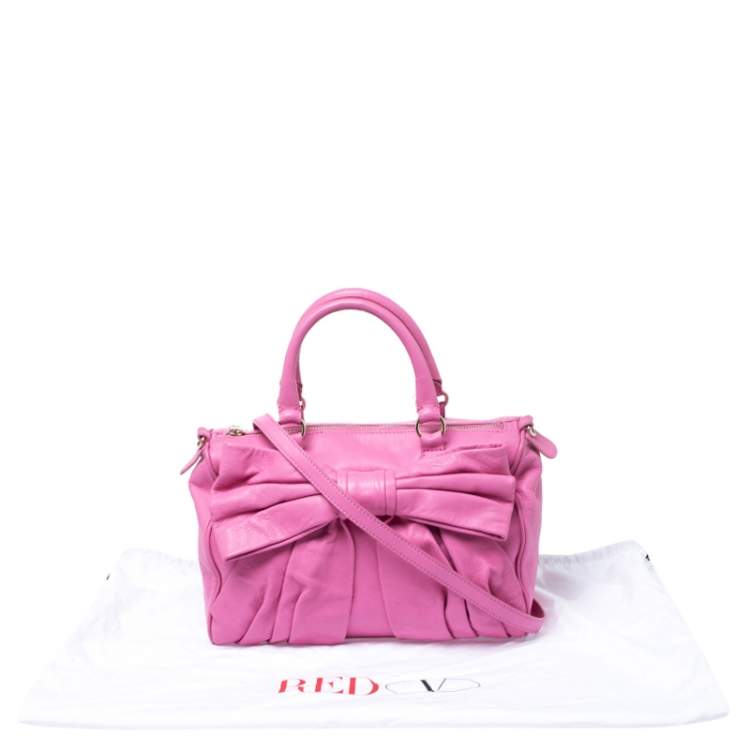 Pre Owned RED Valentino Pink Leather Bow Sacthel