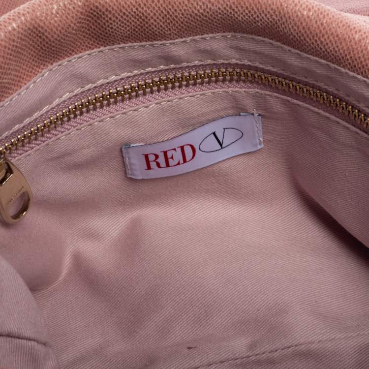 Pre Owned Red Valentino Pink Textured Leather Bow Flap Chain  Shoulder Bag