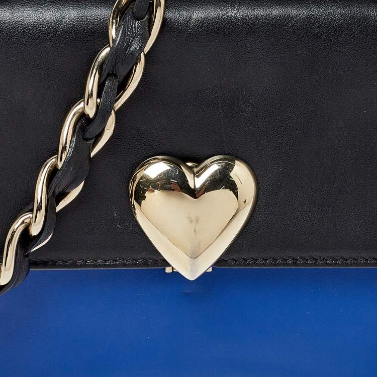 Pre Owned RED Valentino Blue/Black Leather Flap Shoulder Bag