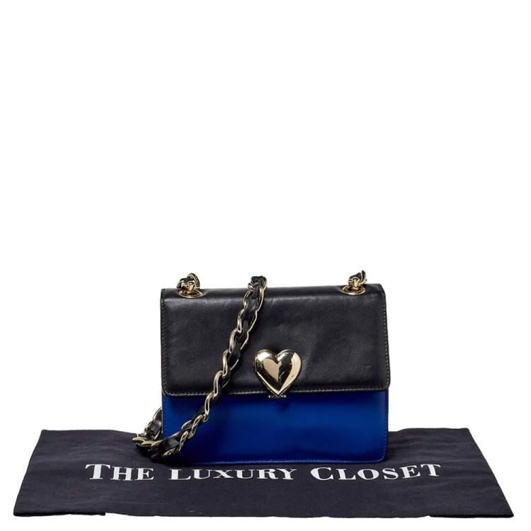 Pre Owned RED Valentino Blue/Black Leather Flap Shoulder Bag