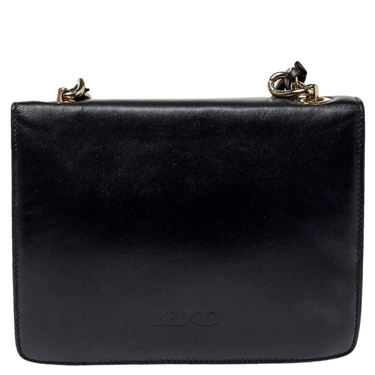 Pre Owned RED Valentino Blue/Black Leather Flap Shoulder Bag