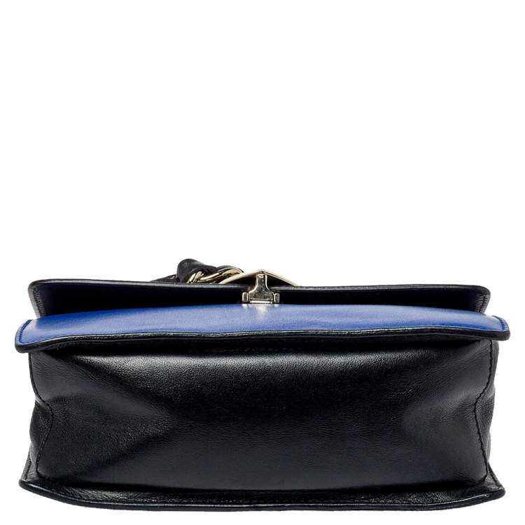 Pre Owned RED Valentino Blue/Black Leather Flap Shoulder Bag