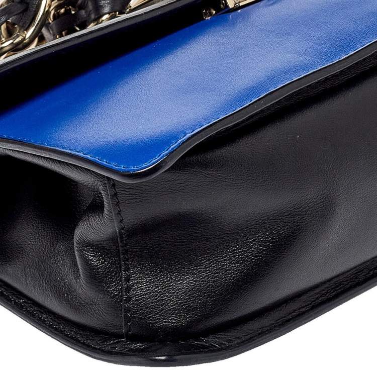Pre Owned RED Valentino Blue/Black Leather Flap Shoulder Bag