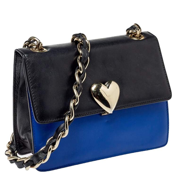 Pre Owned RED Valentino Blue/Black Leather Flap Shoulder Bag