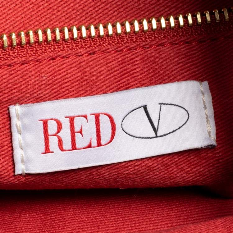 Pre Owned Red Valentino Black/Red Leather Bow Chain Shoulder Bag