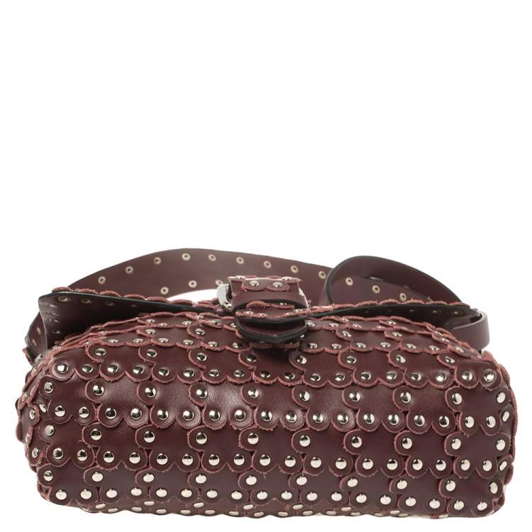 Pre Owned RED Valentino Burgundy Leather Flower Puzzle Crossbody Bag