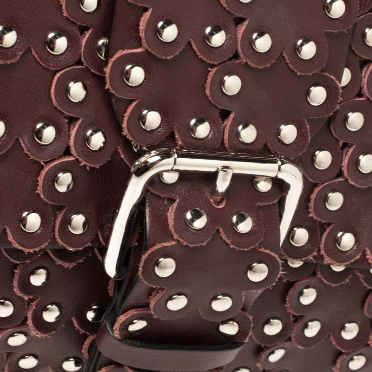Pre Owned RED Valentino Burgundy Leather Flower Puzzle Crossbody Bag