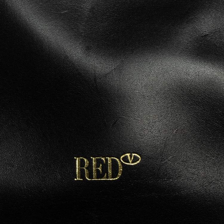 Pre Owned Red Valentino Black Leather Flap Crossbody Bag