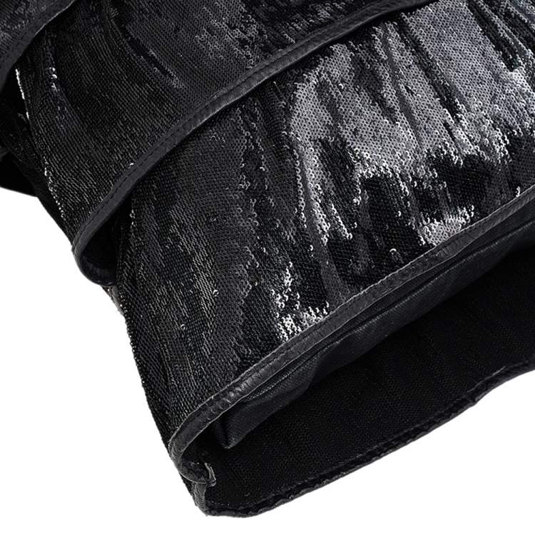 Pre Owned RED Valentino Black Ruffle Sequins Shoulder Bag