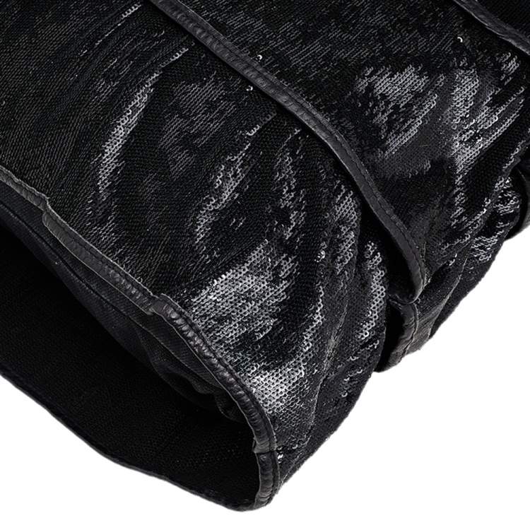 Pre Owned RED Valentino Black Ruffle Sequins Shoulder Bag