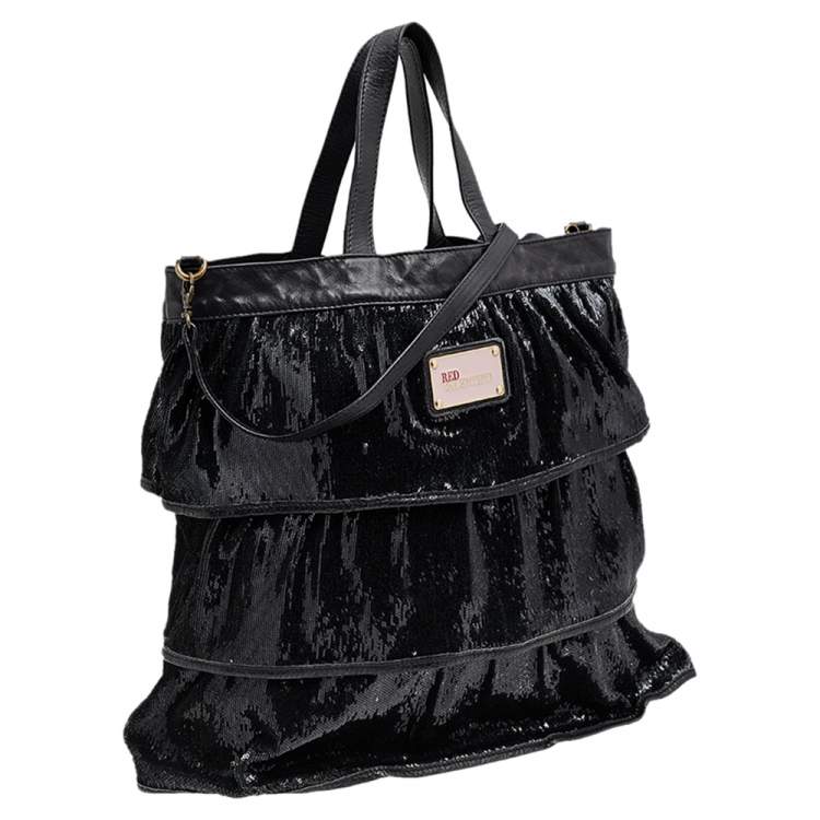Pre Owned RED Valentino Black Ruffle Sequins Shoulder Bag
