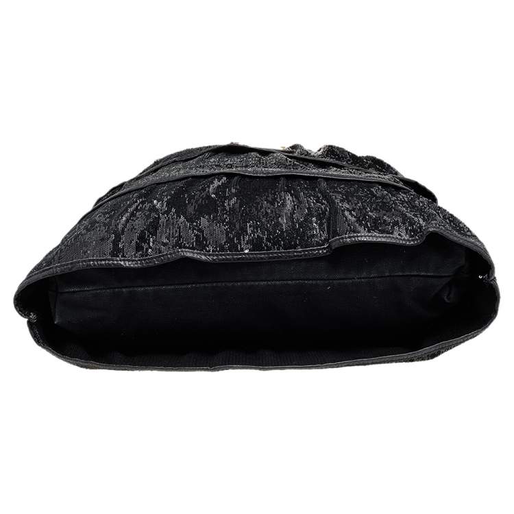 Pre Owned RED Valentino Black Ruffle Sequins Shoulder Bag