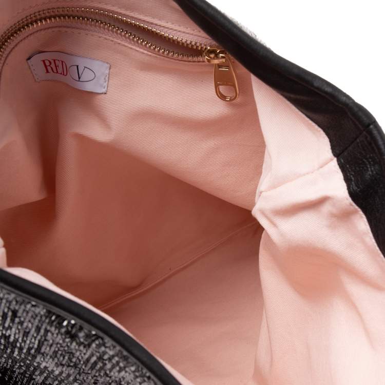 Pre Owned RED Valentino Black Sequins Ruffled Tote