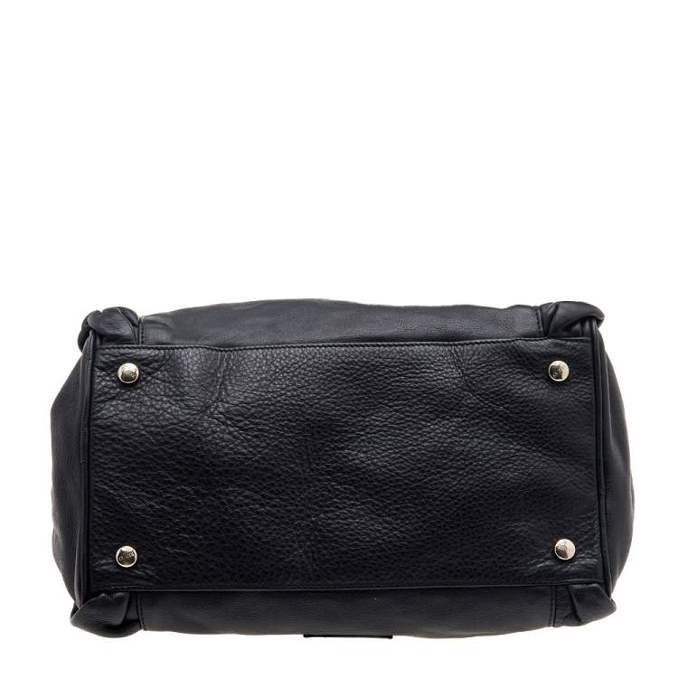 Pre Owned RED Valentino Black Leather Ruffle Boston Bag