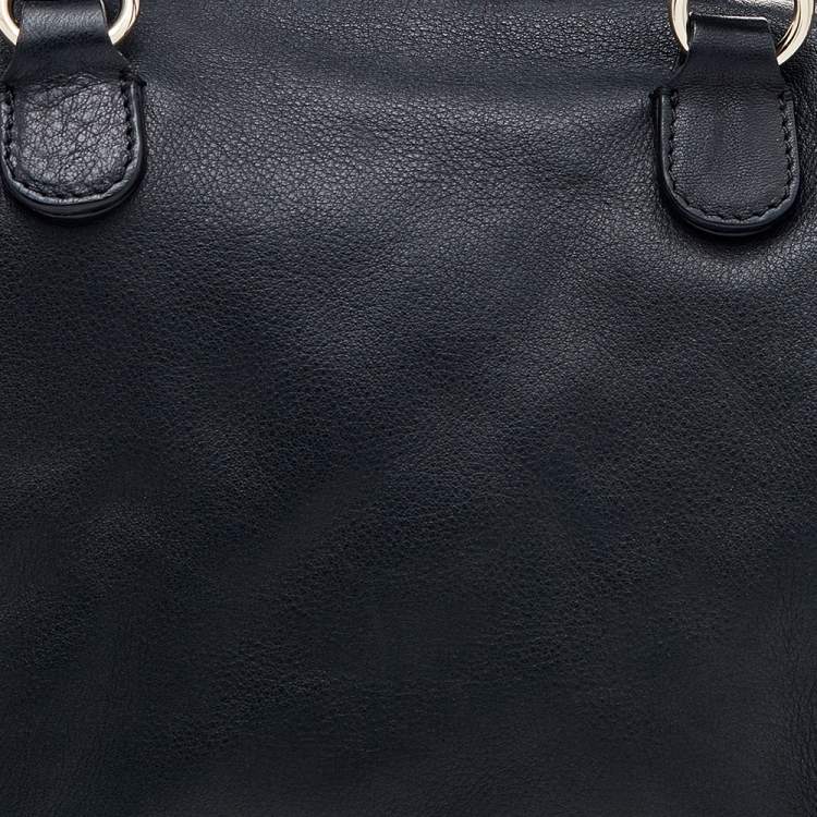 Pre Owned RED Valentino Black Leather Ruffle Boston Bag