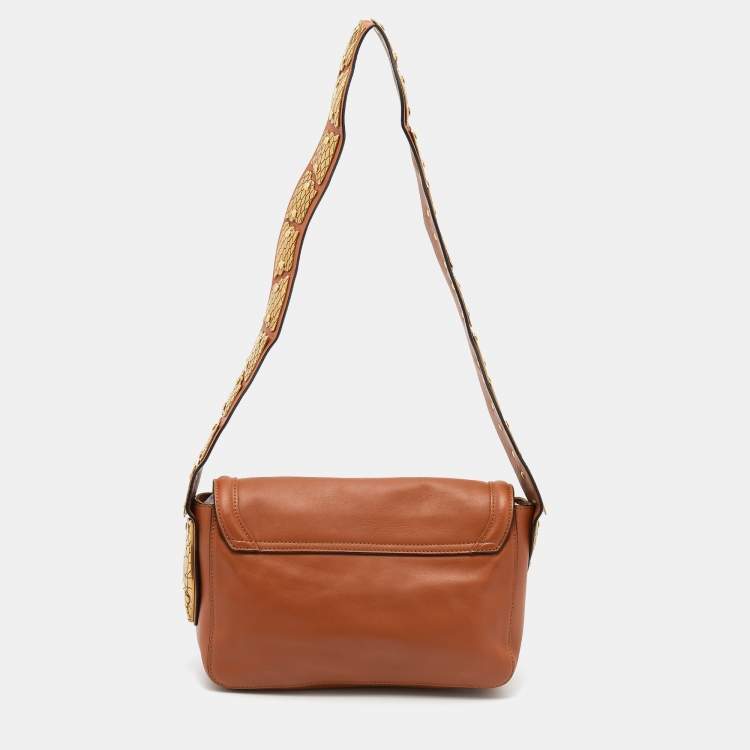 Pre Owned RED Valentino Brown Leather Sin Shoulder Bag