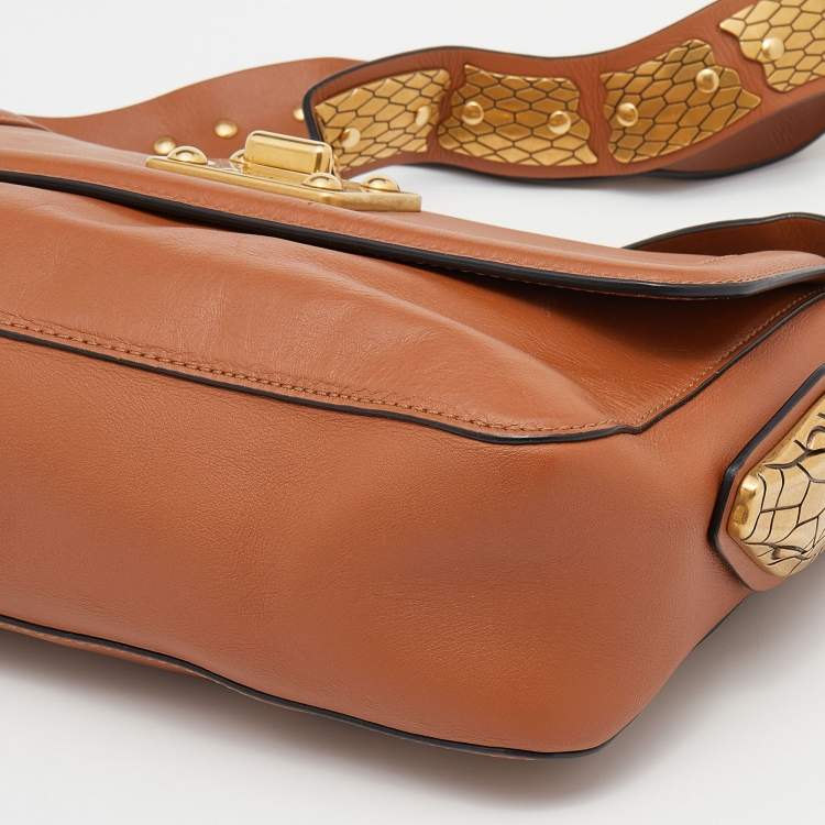 Pre Owned RED Valentino Brown Leather Sin Shoulder Bag