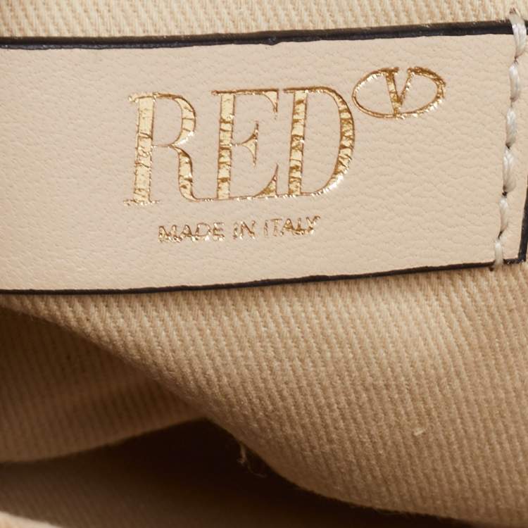 Pre Owned RED Valentino Light Beige Heart Quilted Leather Shoulder Bag