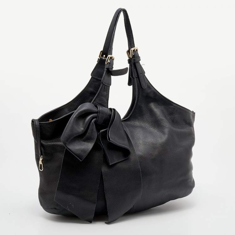 Pre Owned RED Valentino Black Leather Bow Tote 