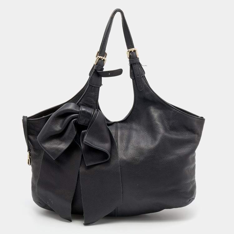 Pre Owned RED Valentino Black Leather Bow Tote 