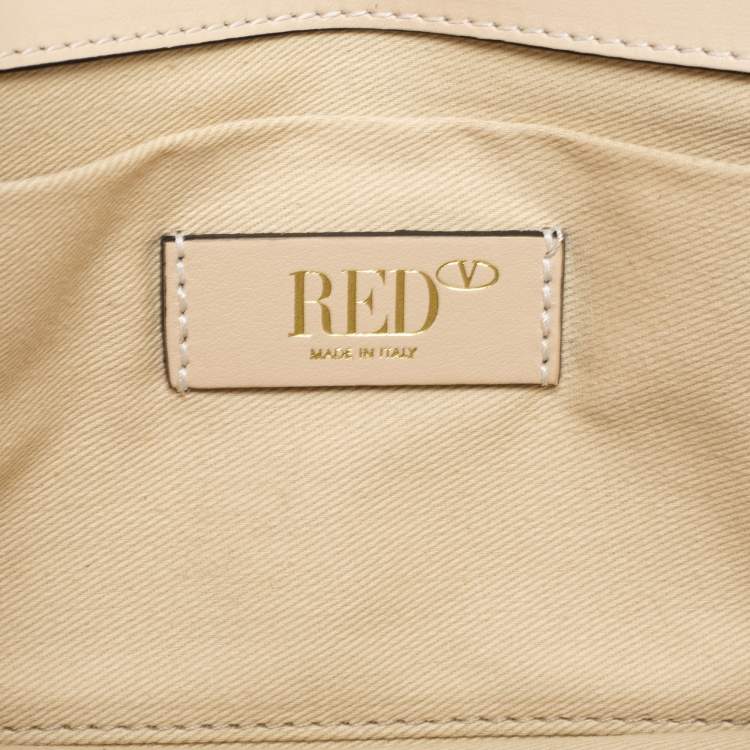 Pre Owned RED Valentino Beige Leather Ruffles Flap Shoulder Bag 