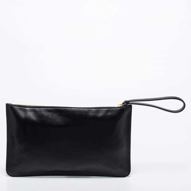Pre Owned RED Valentino Black Leather Wristlet Clutch
