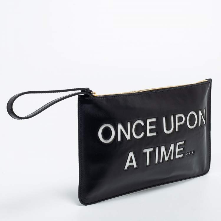 Pre Owned RED Valentino Black Leather Wristlet Clutch