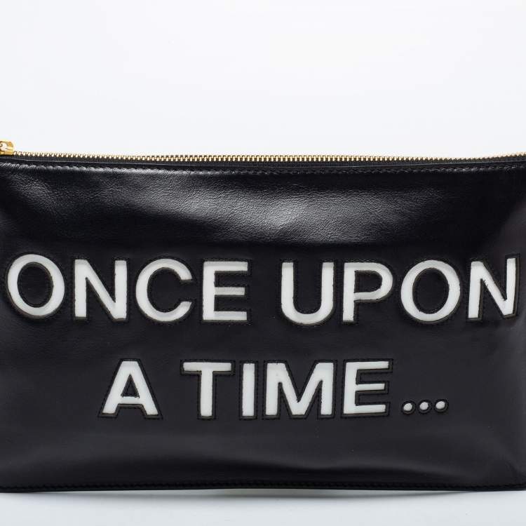 Pre Owned RED Valentino Black Leather Wristlet Clutch