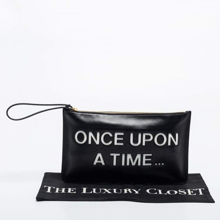 Pre Owned RED Valentino Black Leather Wristlet Clutch