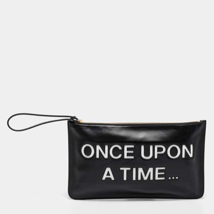 Pre Owned RED Valentino Black Leather Wristlet Clutch