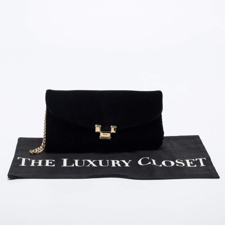 Pre Owned RED Valentino Black Velvet Flap Wristlet Clutch