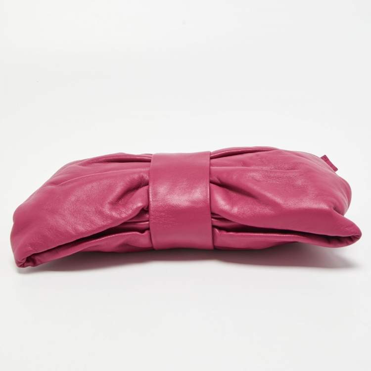 Pre Owned RED Valentino Pink Leather Bow Chain Clutch